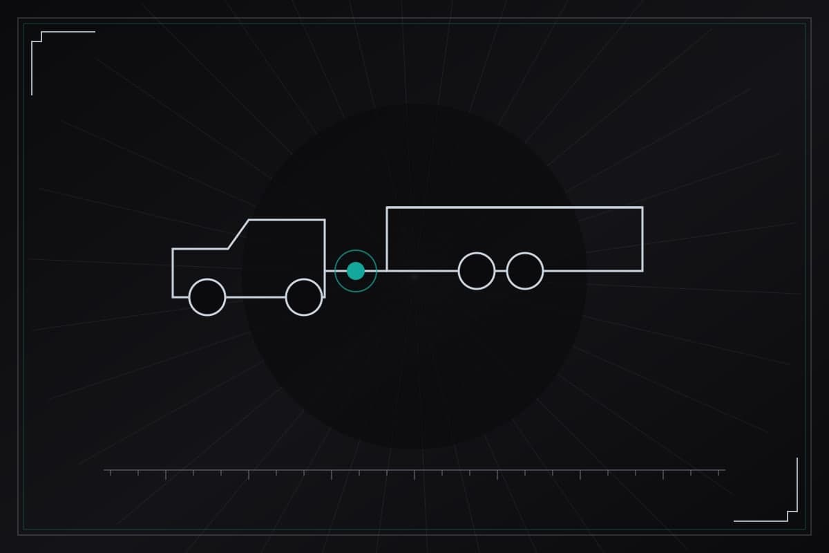 Schematic plate showing a tow vehicle and trailer in profile - original illustration