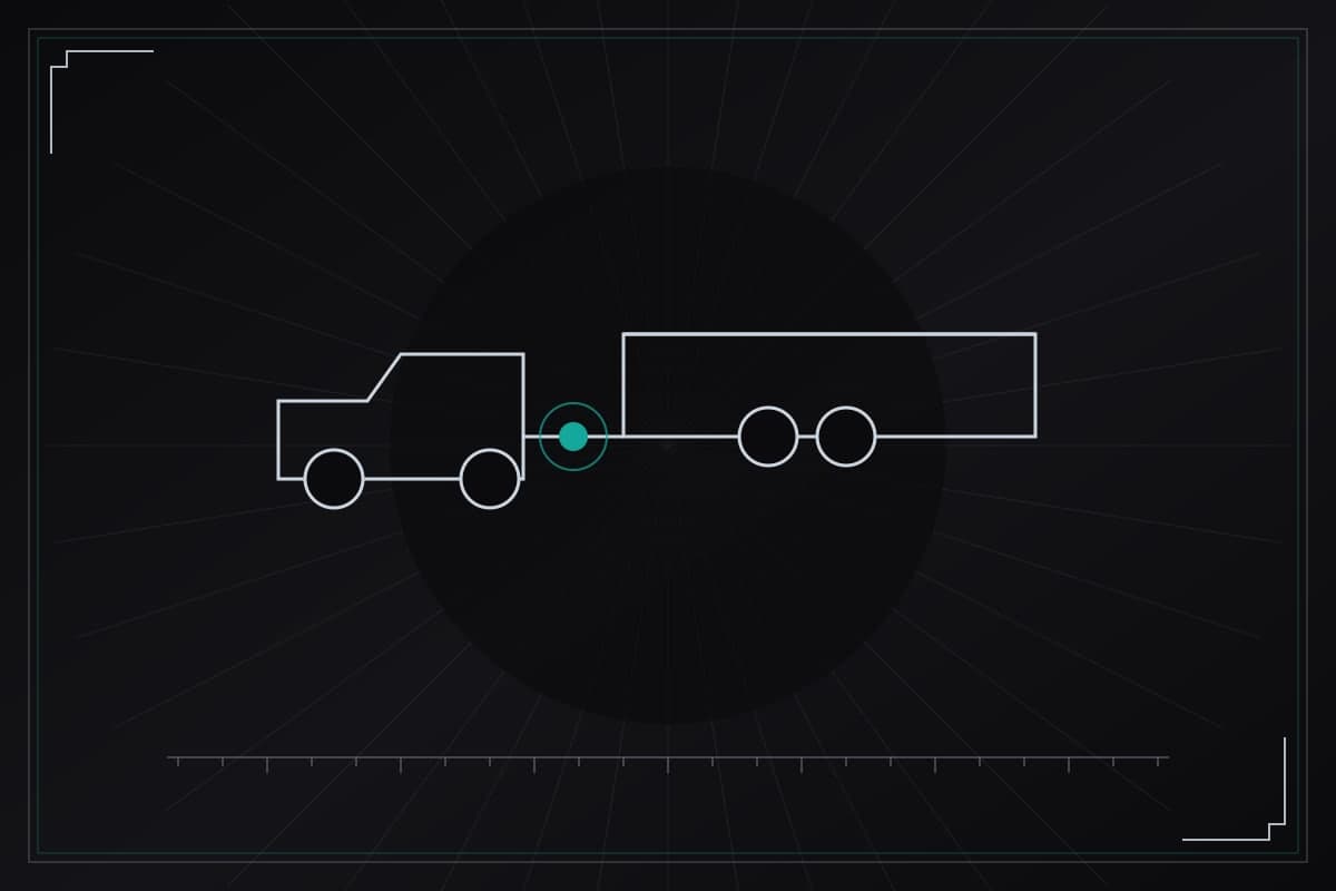 Schematic plate showing a tow vehicle and trailer coupled in profile - original illustration