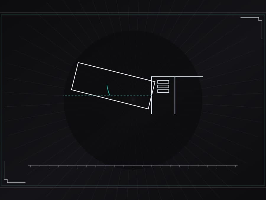Schematic plate showing a pivoting multi-ball mount - original illustration, not a product photo