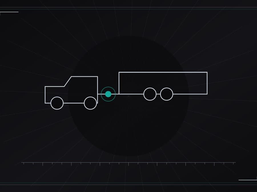Schematic plate showing chocked trailer wheels - original illustration, not a product photo