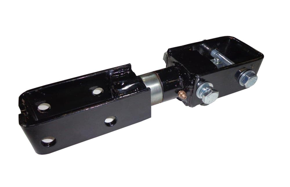 A black adjustable ball mount with a trailer ball fitted, shown on a plain background